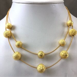 18KT gold plated two row ball sphere necklace